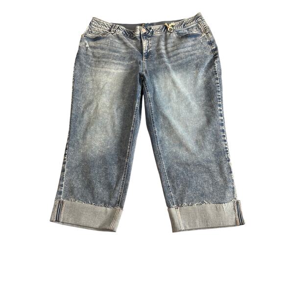 Democracy Denim - Democracy AB NEW jeans cropped cuffed elastic waist high-rise blue stretchy